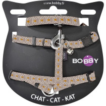 Bobby Geisha Cat Harness And Lead, Taupe Colour
