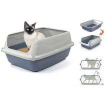 Georplast Sonic High Edge Cat Litter Tray, Grey/White, Medium