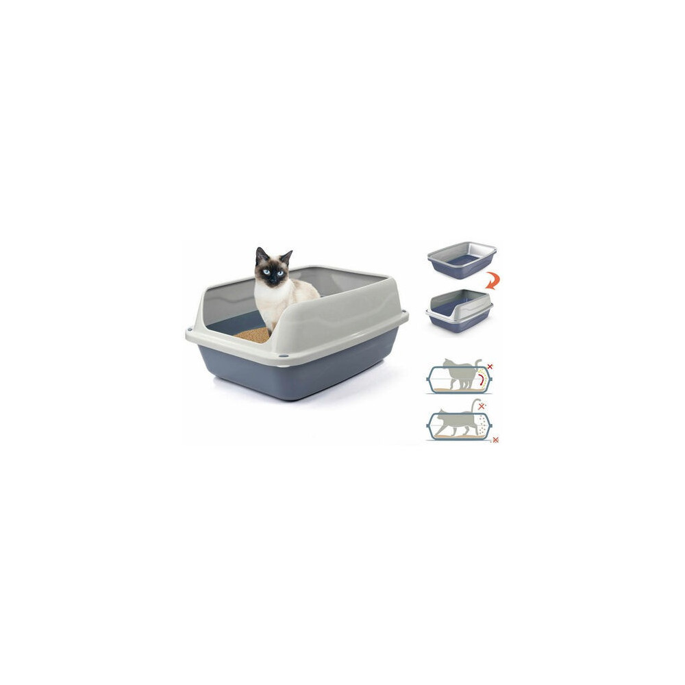 Georplast Sonic High Edge Cat Litter Tray, Grey/White, Medium