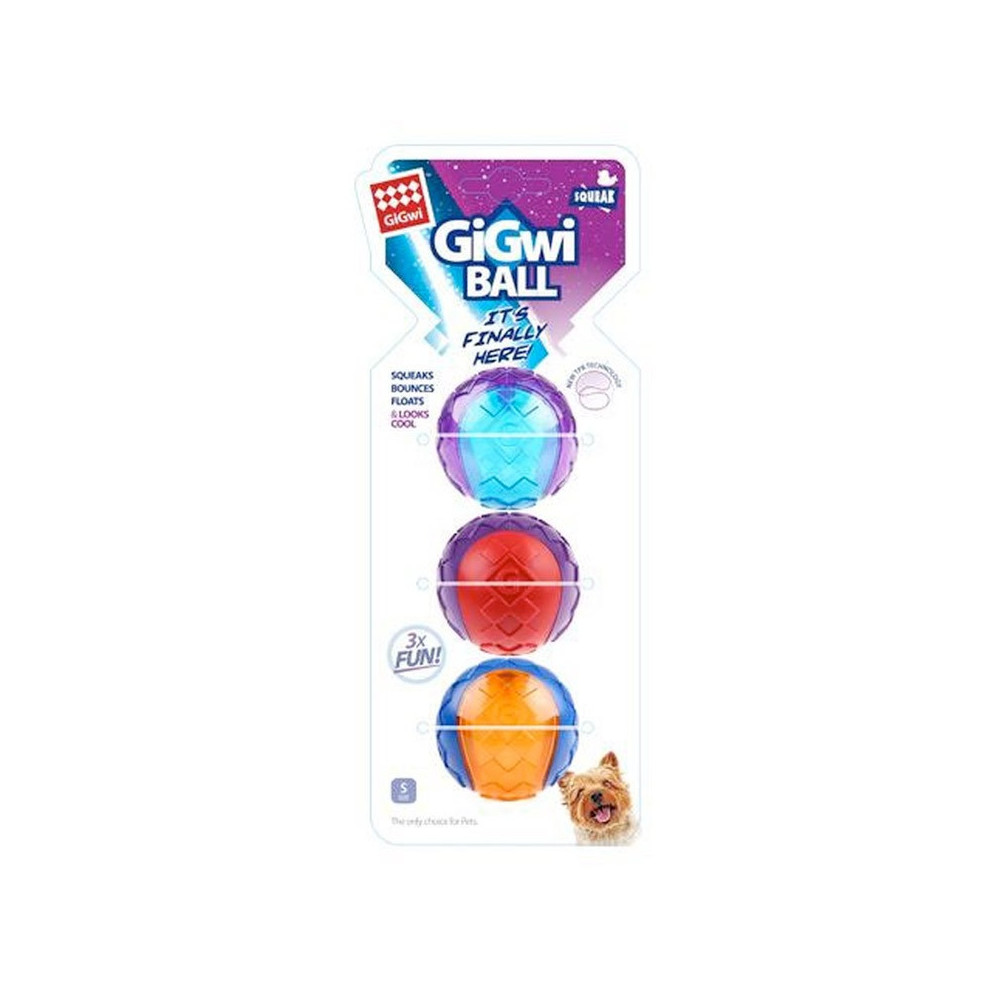 Gigwi Squeaker Ball Set For Dogs, Multi-Colour, Small, 3 Pieces