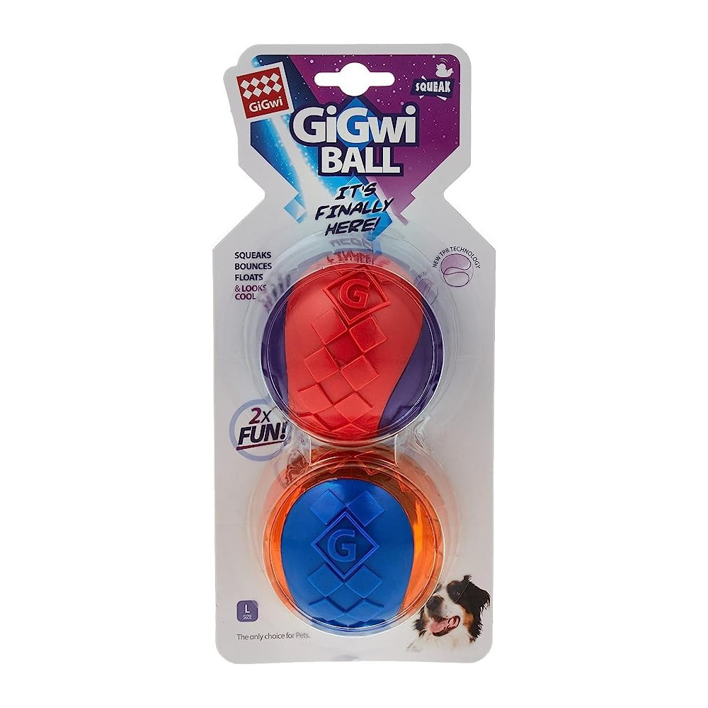 Gigwi Squeaker Ball For Dogs, Large, 2 Pieces