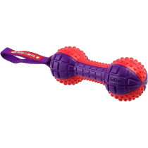 Gigwi Dumbell Push To Mute Squeaker Dog Toy, Red/Purple