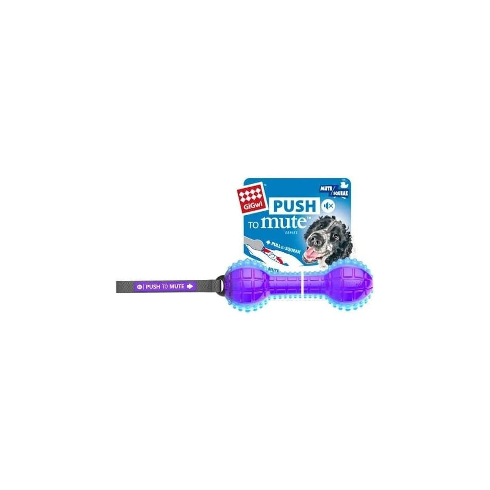 Gigwi Dumbell Push To Mute Transparent Dog Toy, Purple/Blue