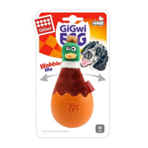 Gigwi Squeaker Egg Wobble Fun Brown Duck Dog Toy, Medium
