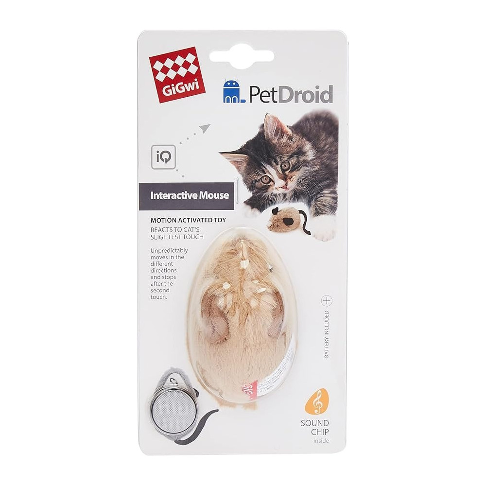 Gigwi Petroid Interactive Mouse Toy For Cats, Beige Colour
