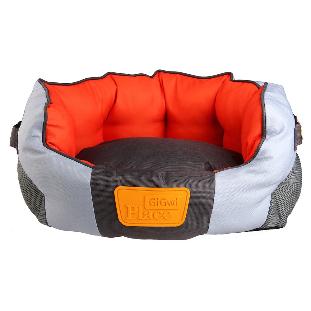 Gigwi Place Soft Bed Canvas For Pet, Light Grey/Orange, Large