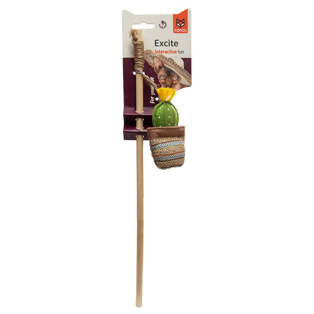 Fofos Yellow Flower Cactus Wand Cat Toy