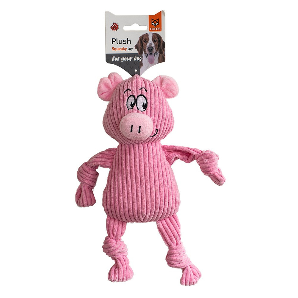 FOFOS Fluffy Pig Dog Toy, Soft And Plush, Pink