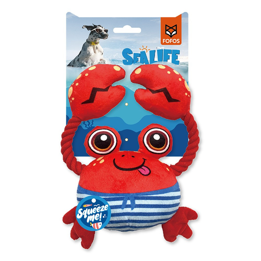 FOFOS Sealife Crab Dog Toy, Red