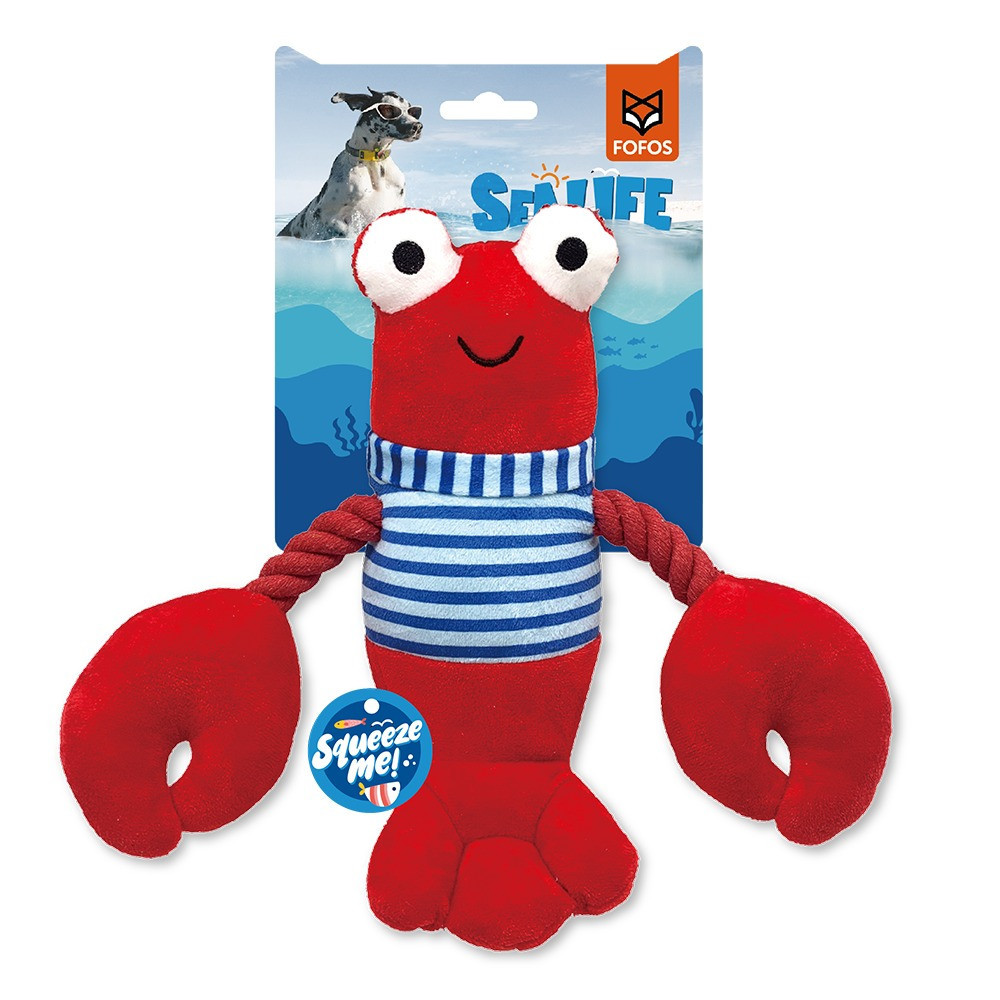 FOFOS Sealife Lobster Dog Toy, Red