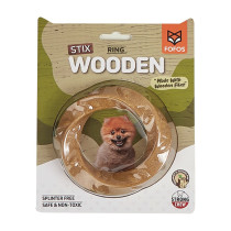 FOFOS Woodplay Ring Dog Toy, Brown