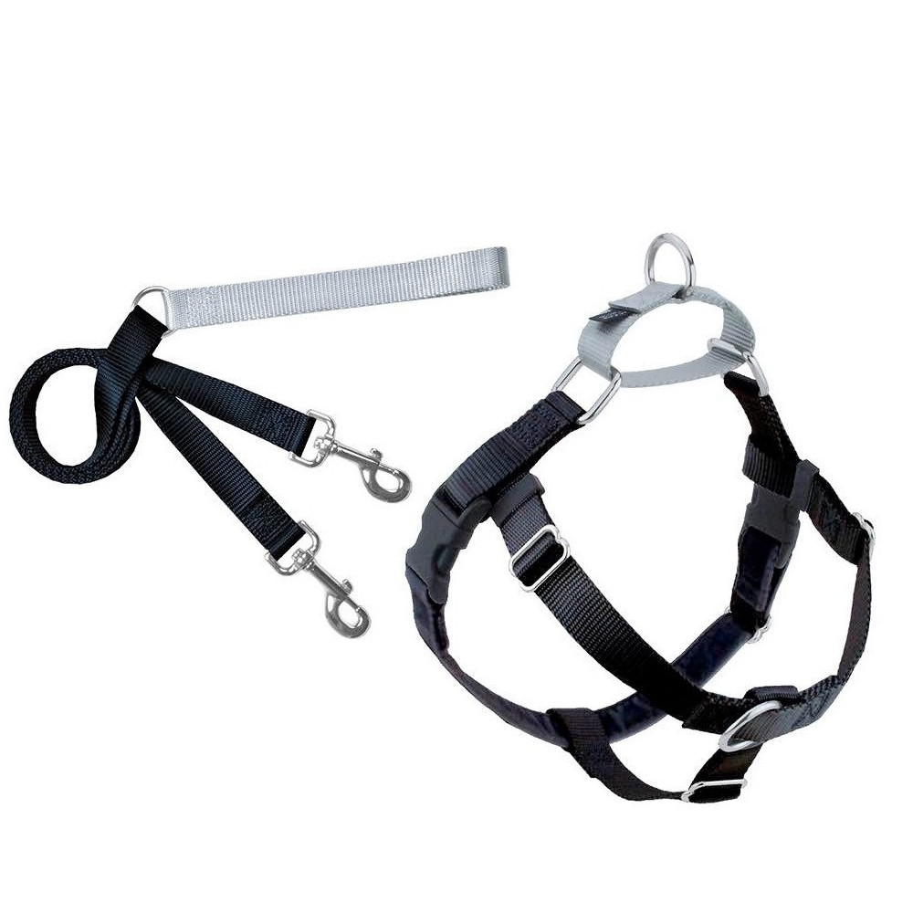2 Hounds Design Freedom No-Pull Dog Harness Training Package With Leash, X-Small, 5/8-Inch Wide, Black