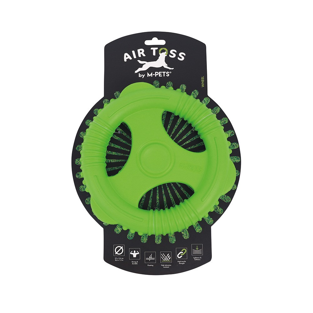 M-PETS Air Toss Wheel Dog Toy, Green