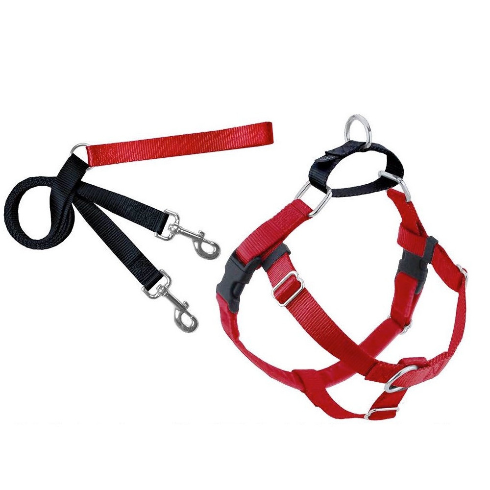 2 Hounds Design Freedom No-Pull Dog Harness With Leash, Red/Xl 1 Inch