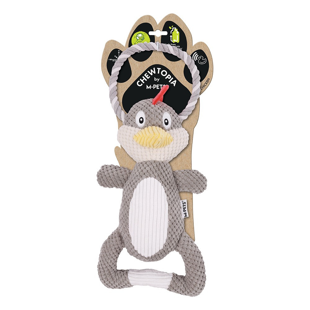 M-PETS Chewtopia Chicken Dog Toy, Grey/White