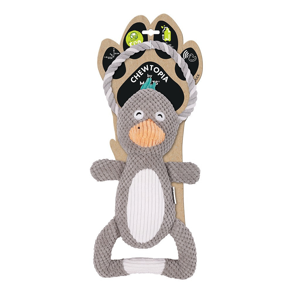 M-PETS Chewtopia Duck Dog Toy, Grey/White