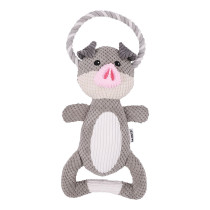M-PETS Chewtopia Pig Dog Toy, Grey/White