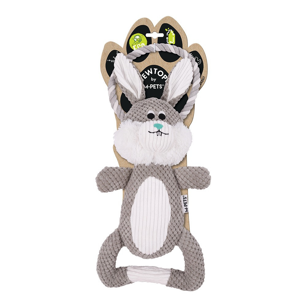 M-PETS Chewtopia Rabbit Dog Toy, Grey/White