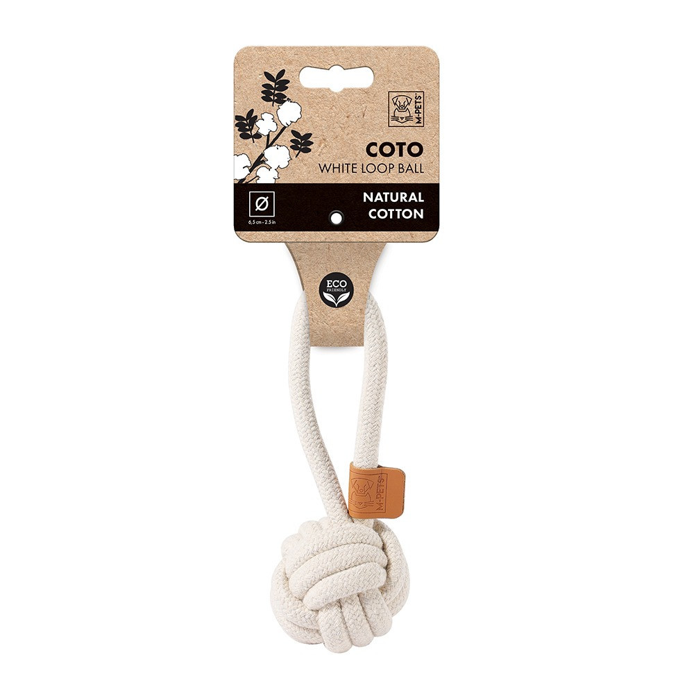 M-PETS Coto White Loop Ball Eco Friendly Dog Toy, Small