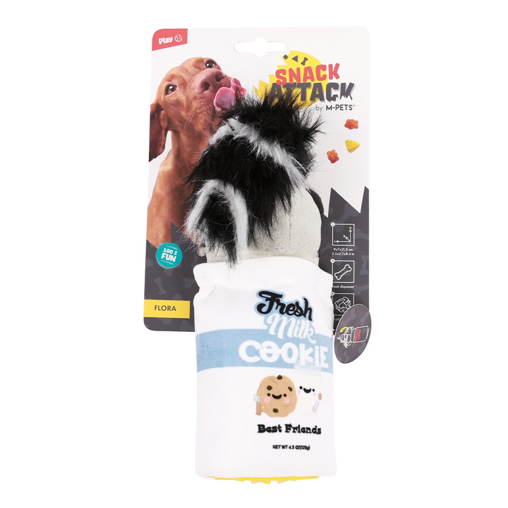 M-PETS Flora Snack Attack Dog Toy, Black/White