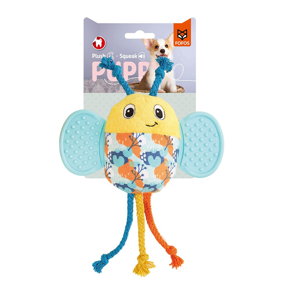 FOFOS Bee Puppy Teething Squeaky Toy, Multicolour