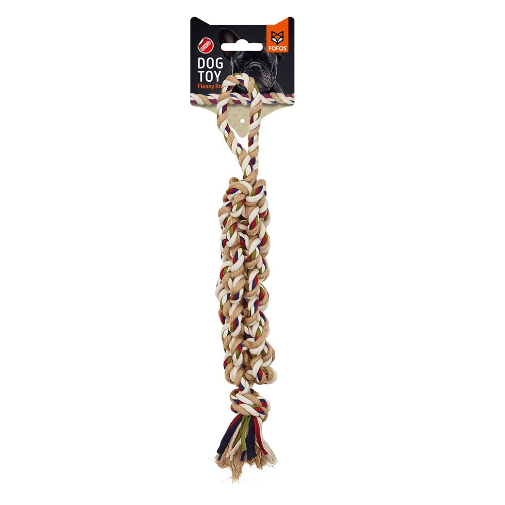FOFOS Braided Flossy Rope Dog Toy, Multicolor