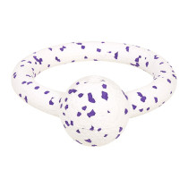 FOFOS Durable Puller with Ball Dog Toy, White/Purple