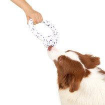 FOFOS Durable Puller with Ball Dog Toy, White/Purple