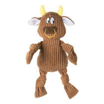 FOFOS Fluffy Cow Stuffed Soft Squeaky Plush Dog Toy, Brown