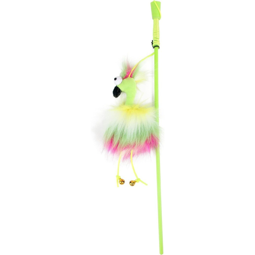 All For Paws Furry Ball Fluffy Bird Wand, Light Green