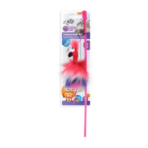 All For Paws Furry Ball Fluffy Bird Wand, Red