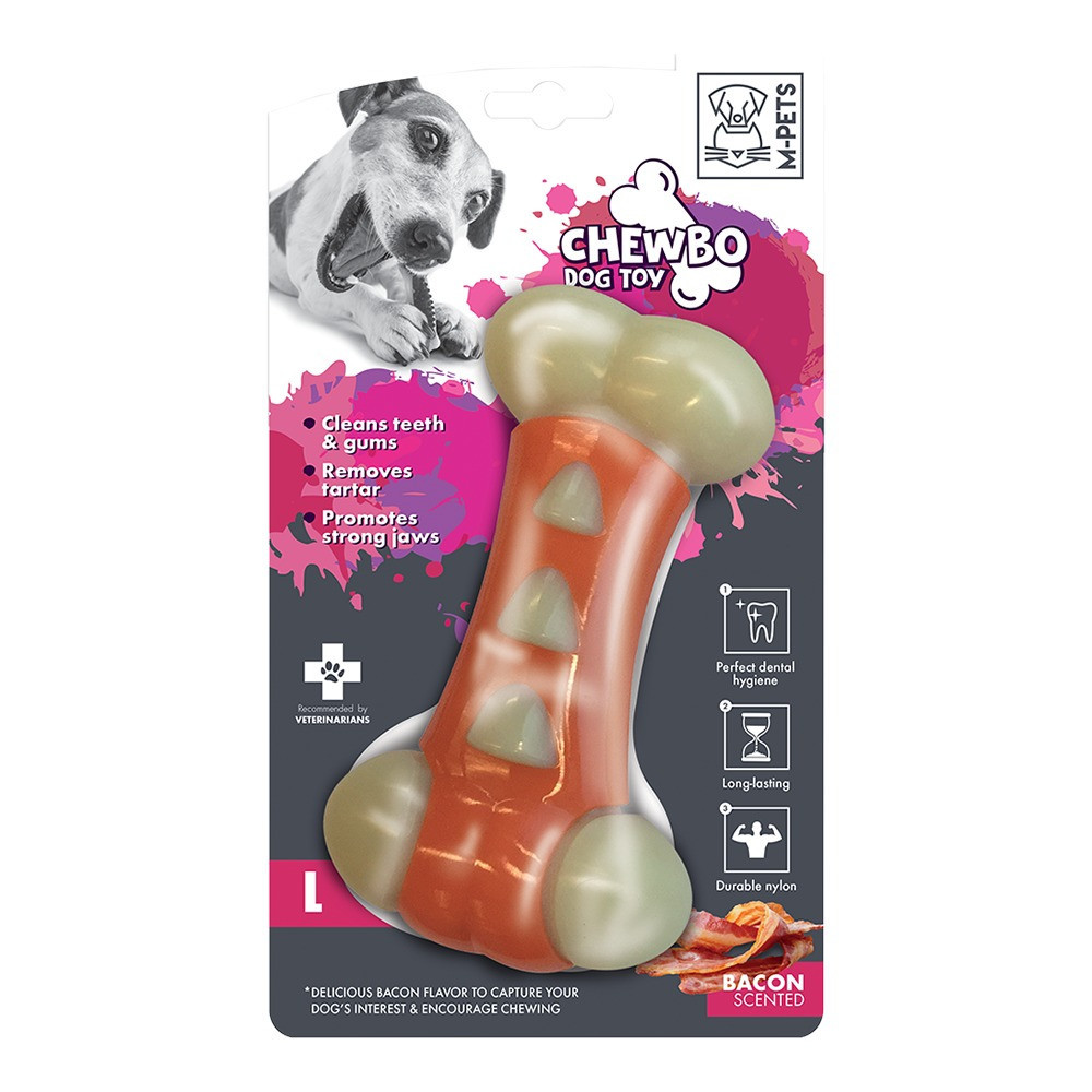 M-Pets Chewbo Tribone Dog Toy, Large, Orange/White