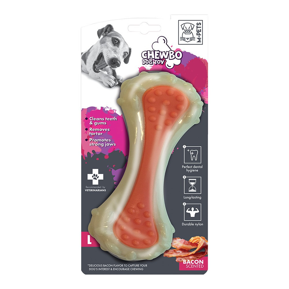M-Pets Chewbo Choppy Dog Toy, Large, Orange/White