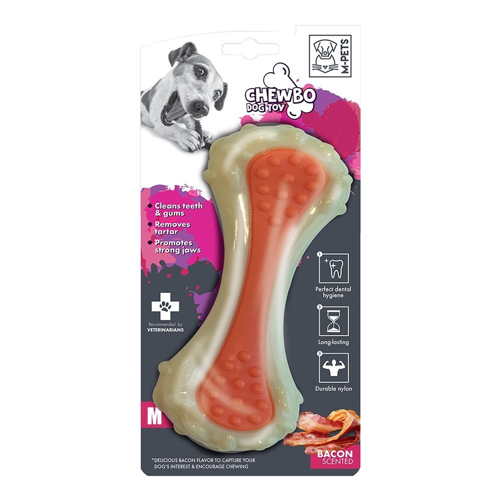 M-Pets Chewbo Choppy Dog Toy, Medium, Orange/White