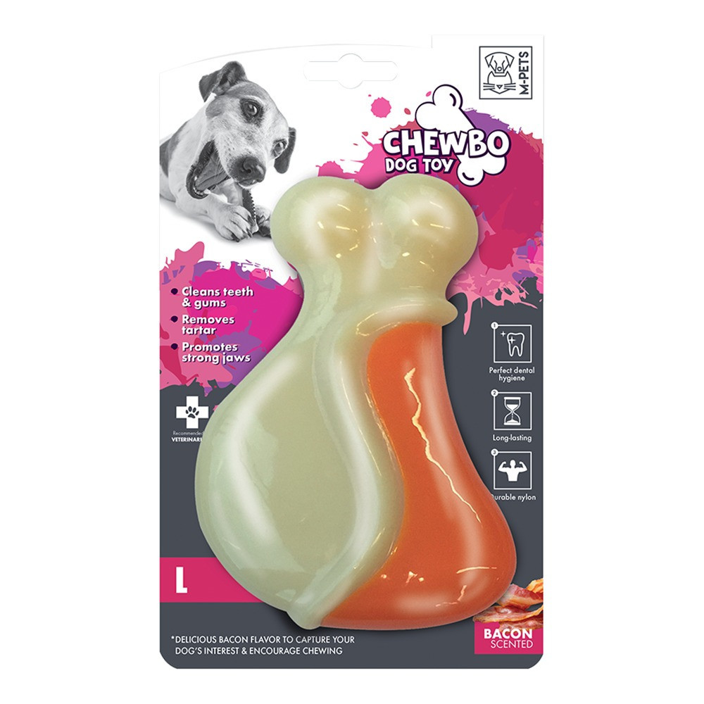 M-Pets Chewbo Leg Dog Toy, Large, Orange/White