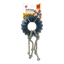 FOFOS Tuff Gear Tyre Rope Dog Toy, Black, Large