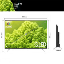Evvoli 43 Inch 4K QLED Android Smart TV Frameless, Black, 43EV250QA