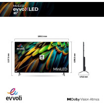 Evvoli 85-Inch 4K Mini LED Android Smart TV, Dolby Vision-Atmos, HDR 10+, 120HZ With Remote Laser Pointer 85EV600MA And 2 year warranty.
