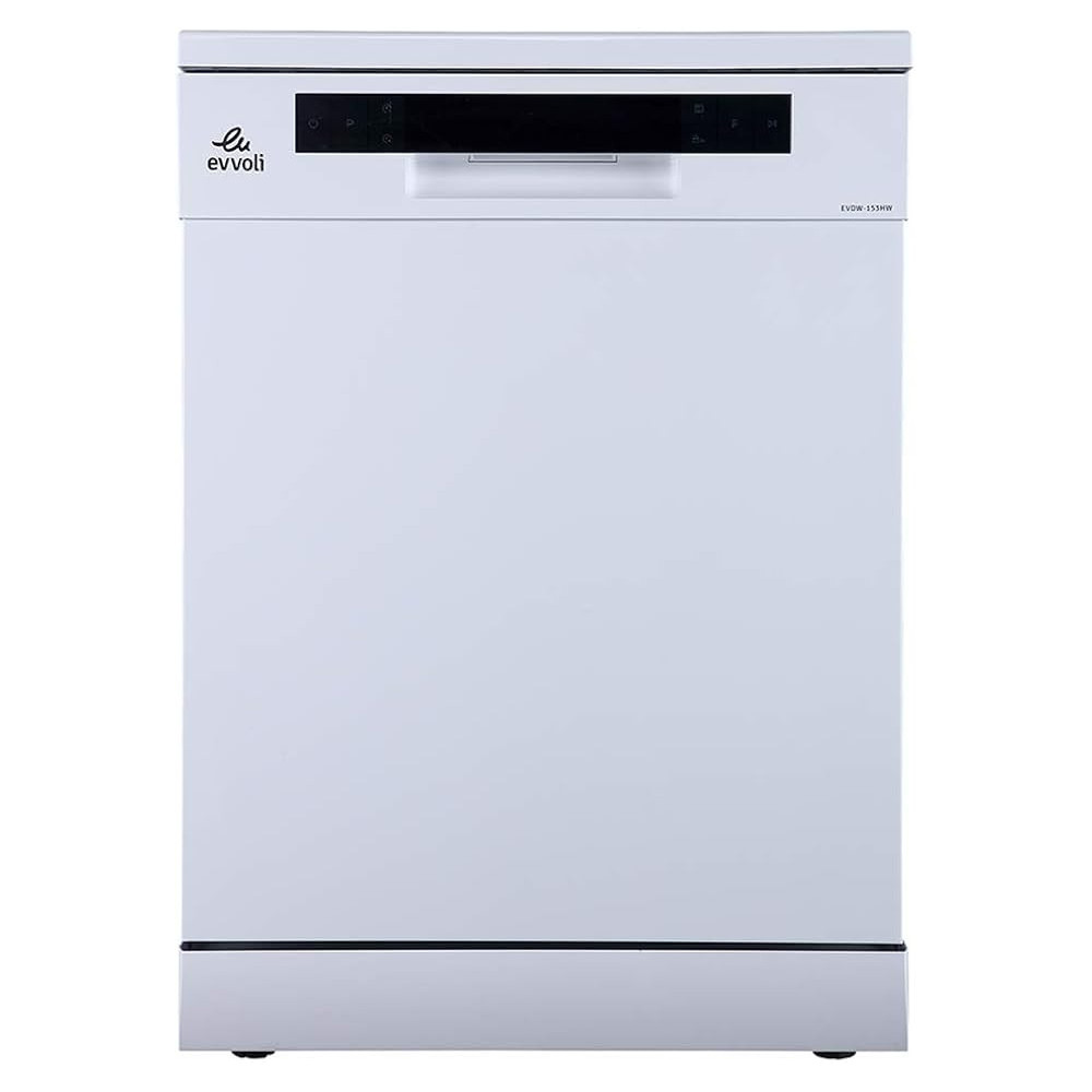 Evvoli Freestanding Dishwasher, 15 Place Settings, Residual Heating Dry With Child Lock, White, EVDW-153HW
