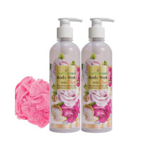 Earthgenix Wild Rose Body Wash 500ml Pack Of 2pcs with Loofah