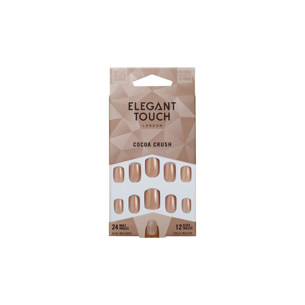 Elegant Touch Cocoa Crush False Nails Pack Of 24 With Glue