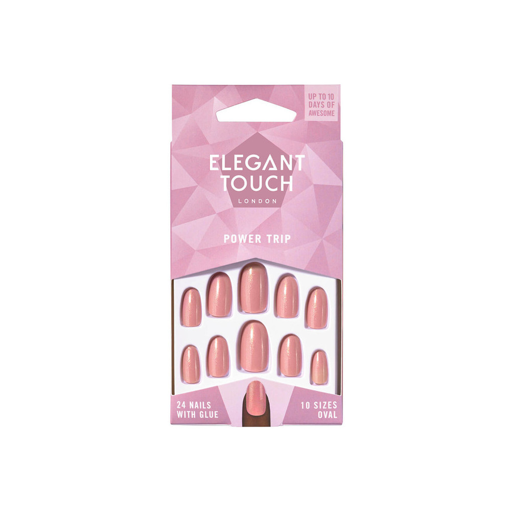 Elegant Touch Polish False Nails Pack Of 24 Nails With Glue, Power Trip