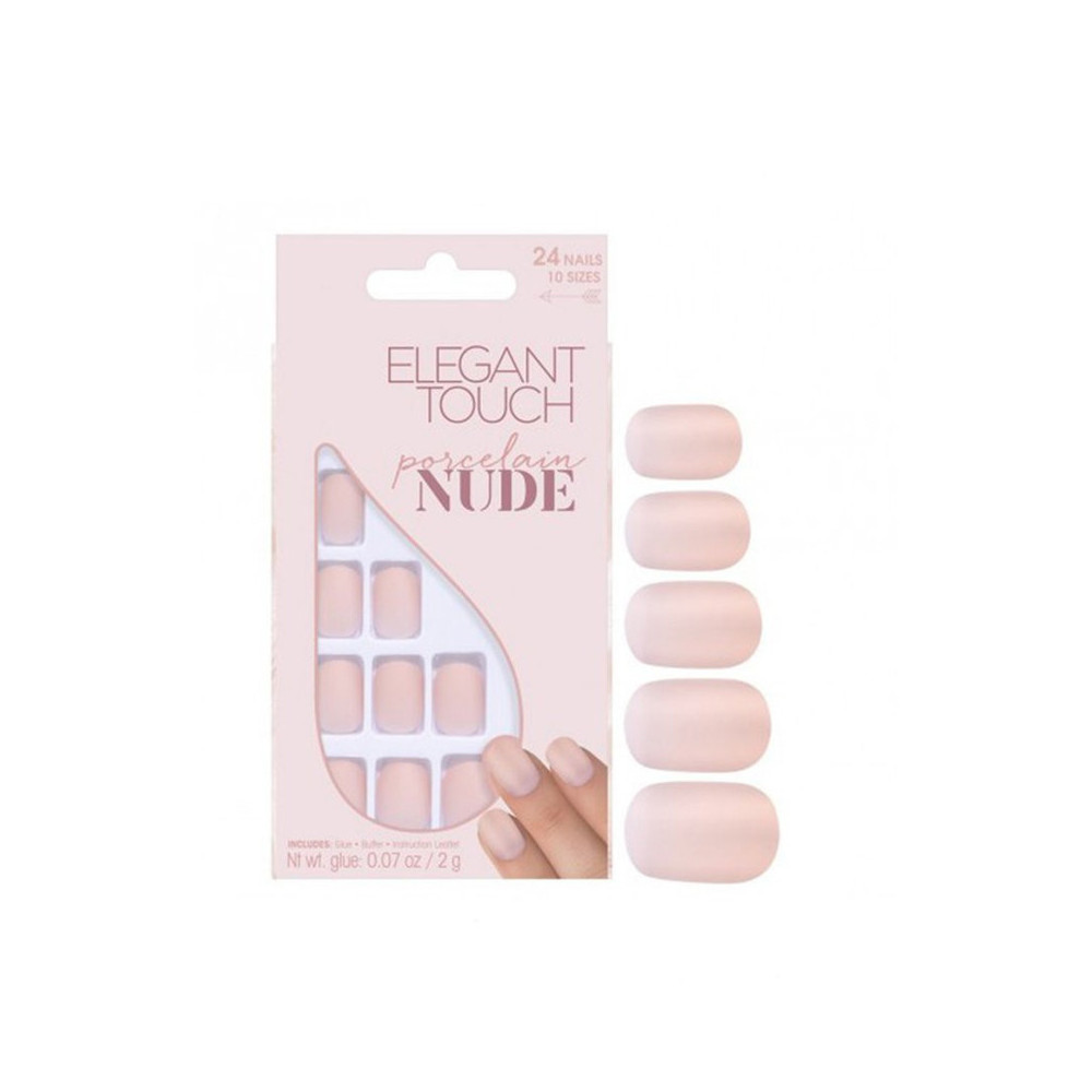 Elegant Touch Nude Collection False Nails Pack Of 24 Nails With Glue, Porcelain