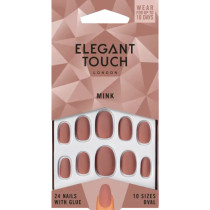 Elegant Touch Nude Collection False Nails Pack Of 24 Nails With Glue, Mink