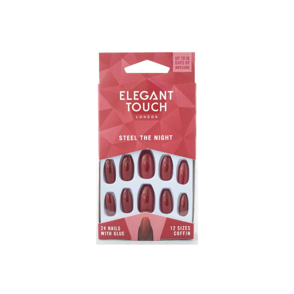 Elegant Touch Steel The Night False Nails Pack Of 24 Nails With Glue