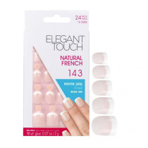 Elegant Touch Natural French 143 Fake Nails Petite XS Pink, Pack Of 24 Nails With Glue