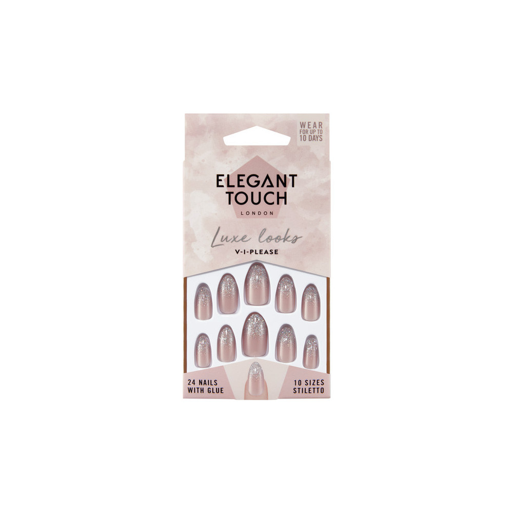 Elegant Touch Luxe Looks V-I-Please Fake Nails Pack Of 24 Nails With Glue