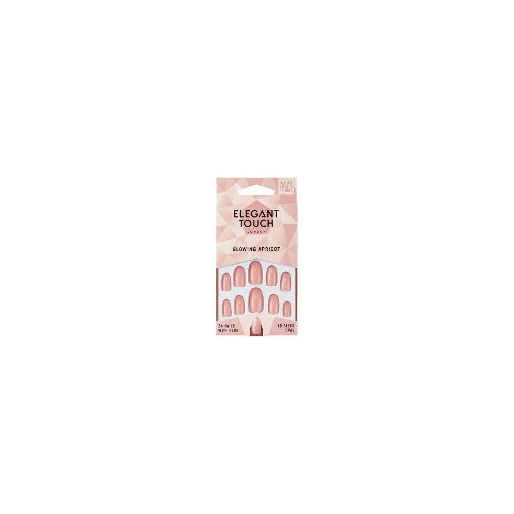 Elegant Touch Glowing Apricot Fake Nails Pack Of 24 Nails With Glue