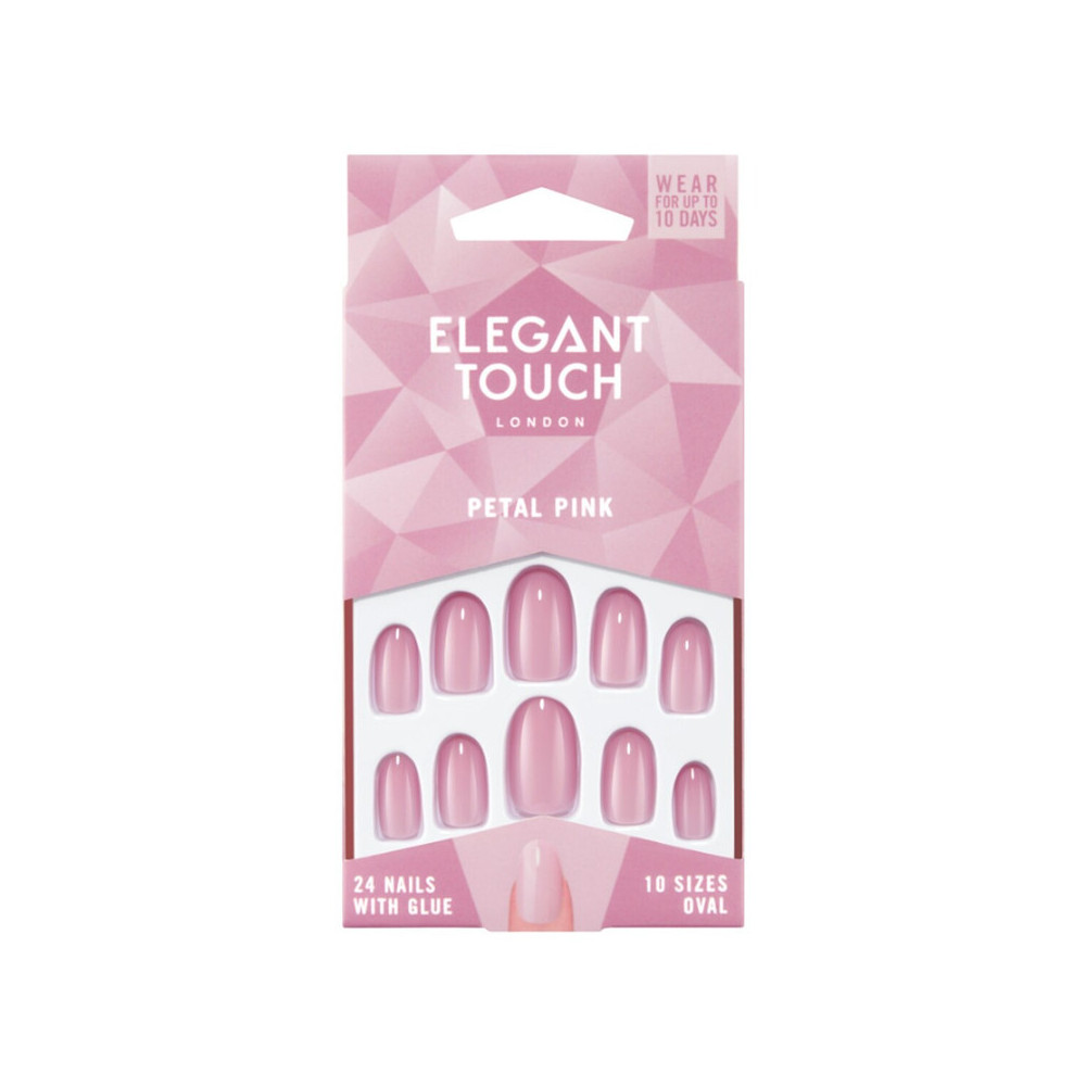 Elegant Touch Petal Pink Fake Nails Pack Of 24 Nails With Glue