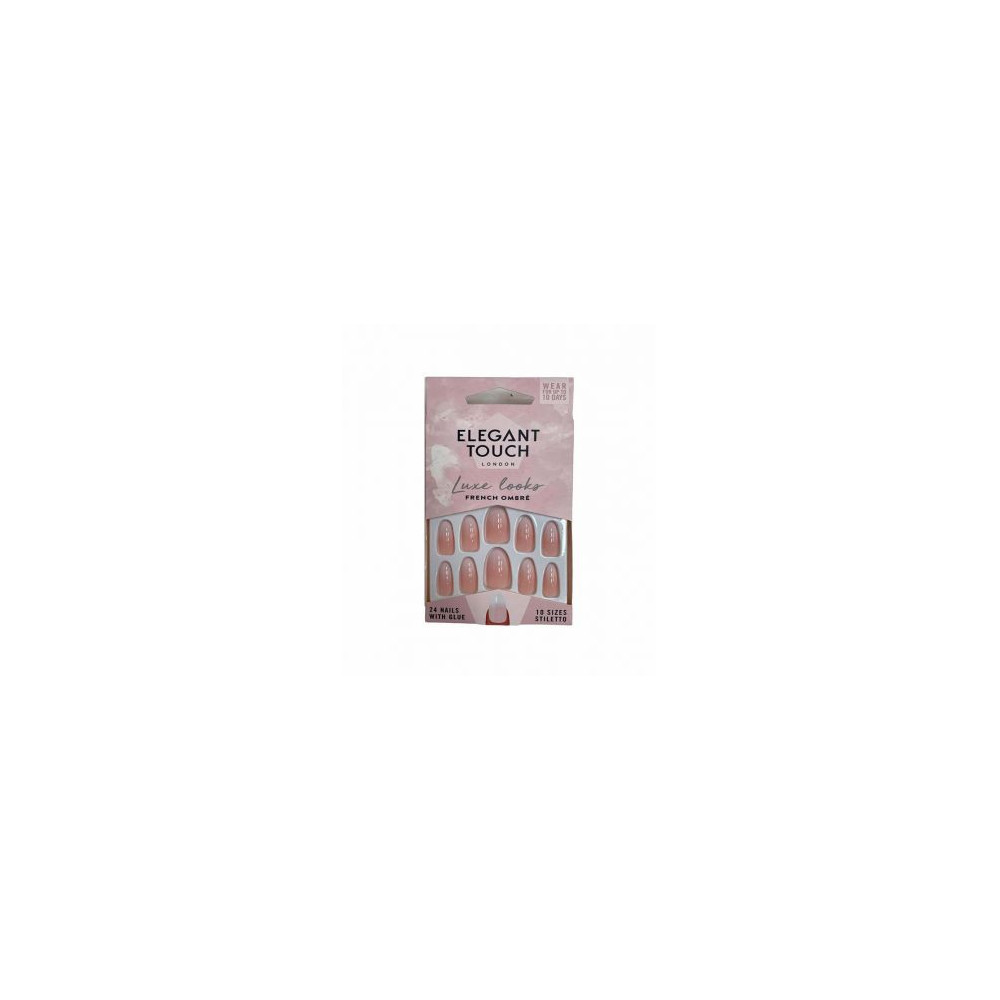 Elegant Touch Luxe Looks French Ombre Fake Nails Pack Of 24 Nails With Glue